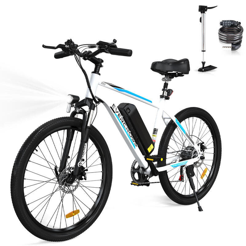 Vélo Electrique Adulte Adolescent  E Bike 36V 12Ah EVERCROSS - EK15 Blanc