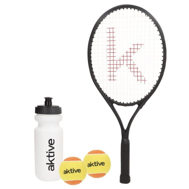 Aktive Kit raqueta de tenis iniciación c/pelotas, botella y raquetero