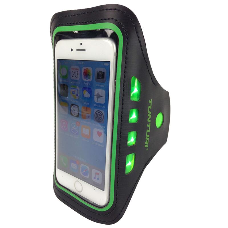 Tunturi LED Telefon Armband – Handy Smartphone Halterung Grün