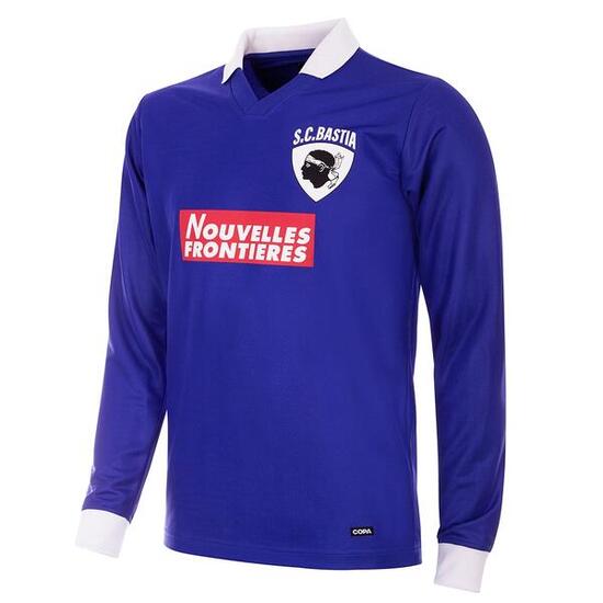 Maillot de football rétro - Homme - SC Bastia 1997/98 - Manches Longues - Bleu