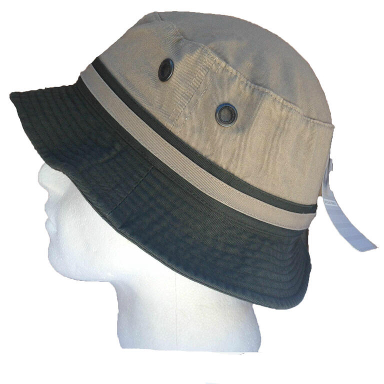 DENTS 100% Cotton Bucket Hat Fishing Summer Sun Hiking Cap - Khaki - 59cm