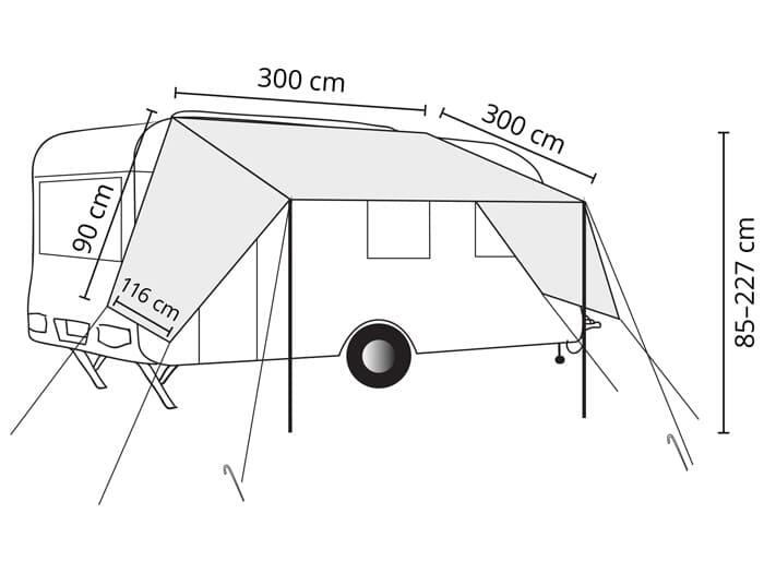 Sonnensegel Vordach - Freeway 300x300 - UV-Schutz - für Wohnwagen, Camper, Bus 7/8