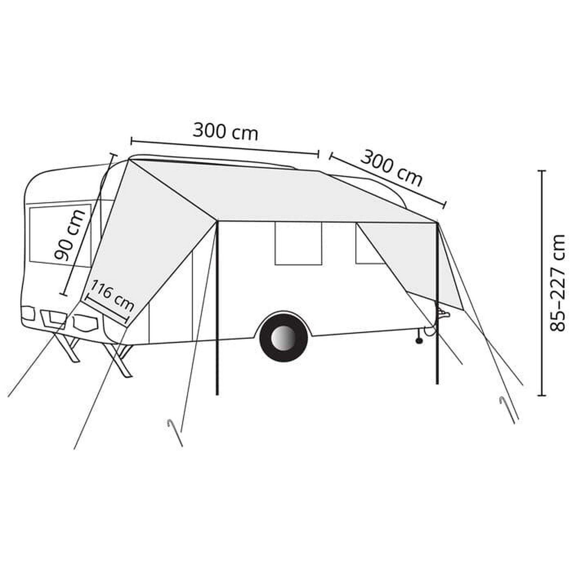 Voile d'ombrage auvent Freeway Caravan 3m - Protection contre UV pour caravane