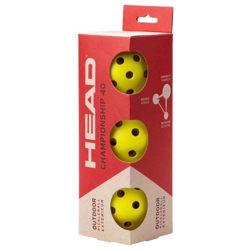 Lot de 3 Balles Pickleball Head Championship 40 Outdoor