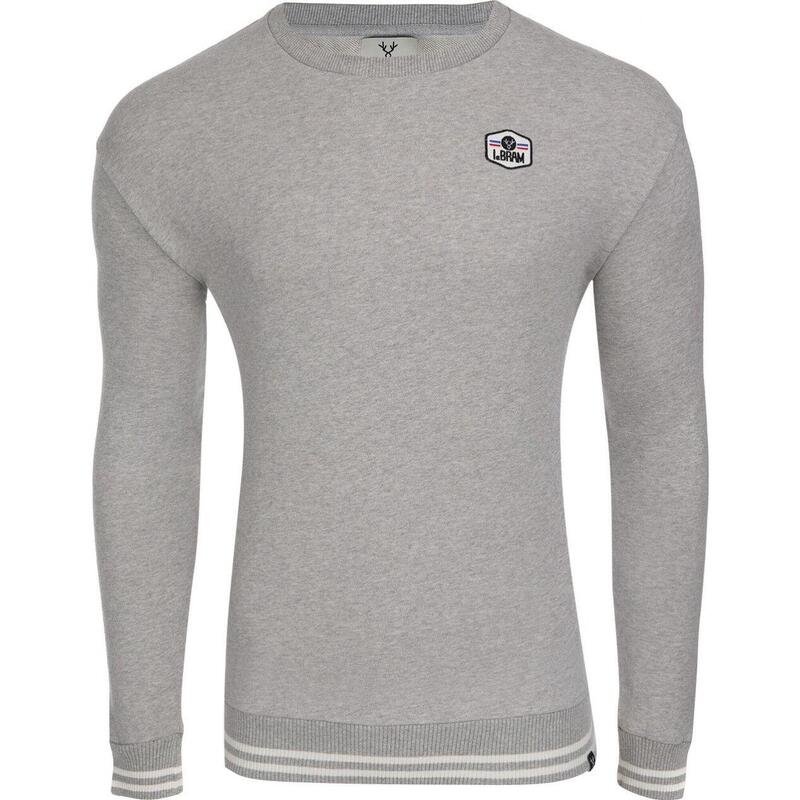 LeBRAM SWEAT COL ROND ECUSSON GRIS CHINE