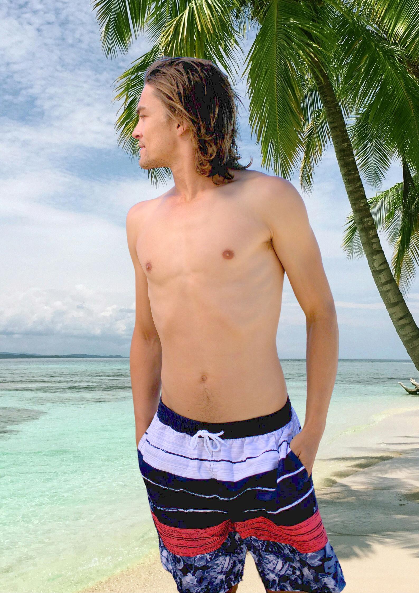 Herren Badehose Style 868 Blätter Streifen 2/4