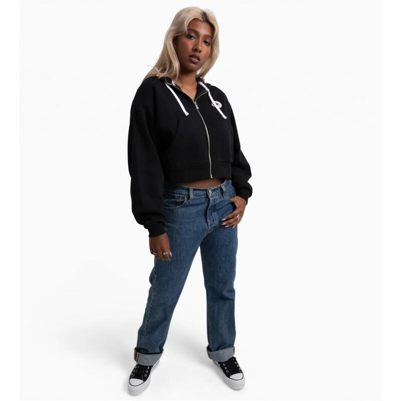 Sudadera Converse Retro Full-Zip Hoodie, Negro, Mujer