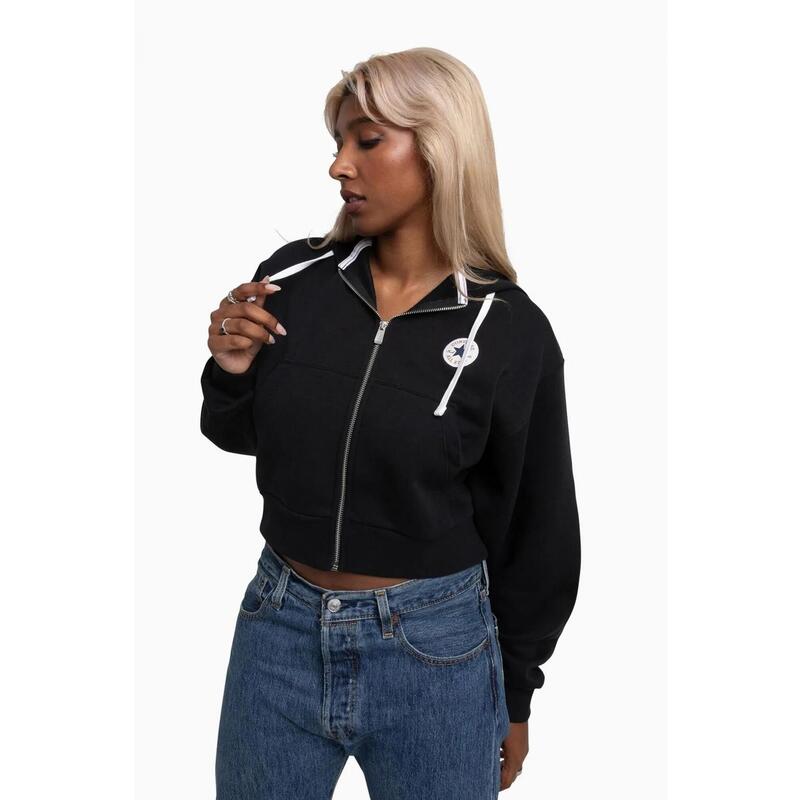 Sudadera Converse Retro Full-Zip Hoodie, Negro, Mujer