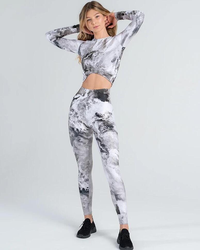 Legginsy sportowe damskie z wysokim stanem z kieszenią Smoke Shadow