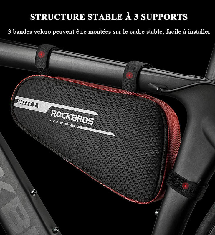 Sacoche Cadre Vélo Étanche Sacoche Triangle de Tube Stable Noir 1.2L 2/5