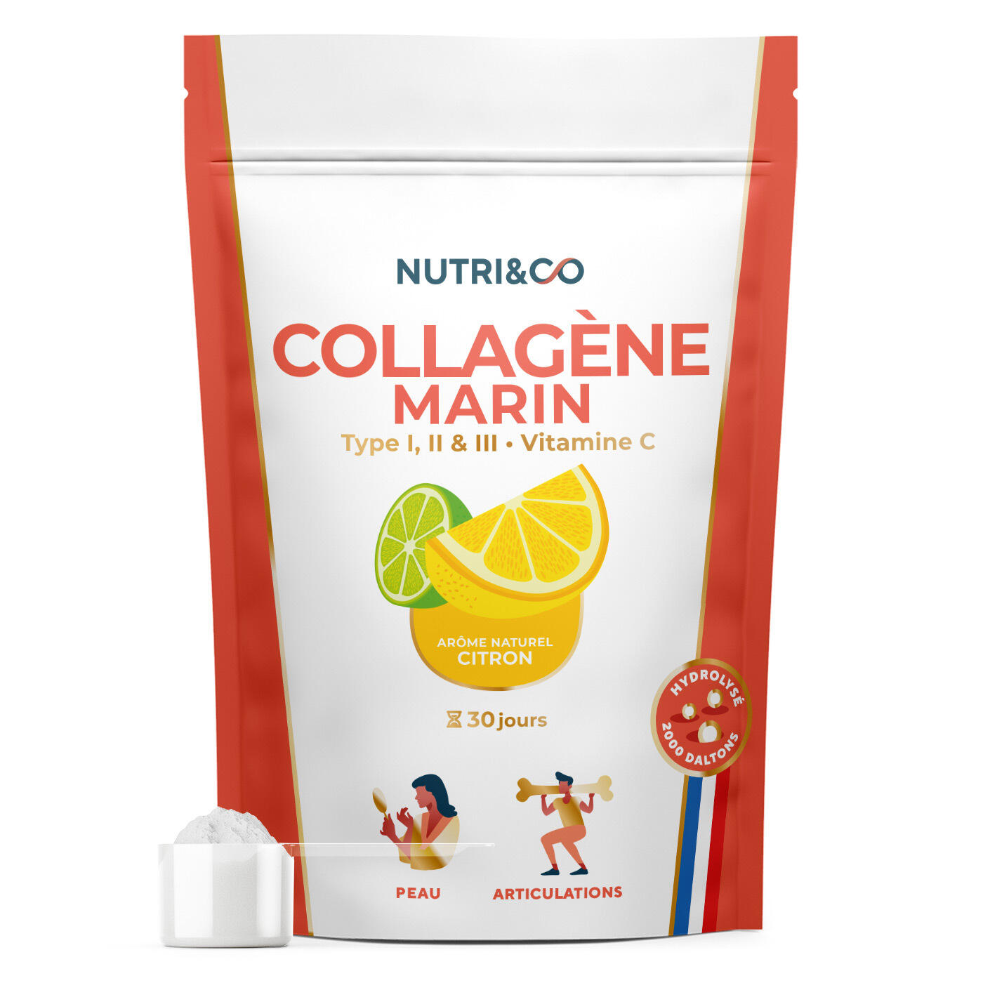 Nutri&co - Collagène Marin - Santé Et Prévention Articulaire - Goût Citron - 180g - Vitamines - 180 G - Decathlon