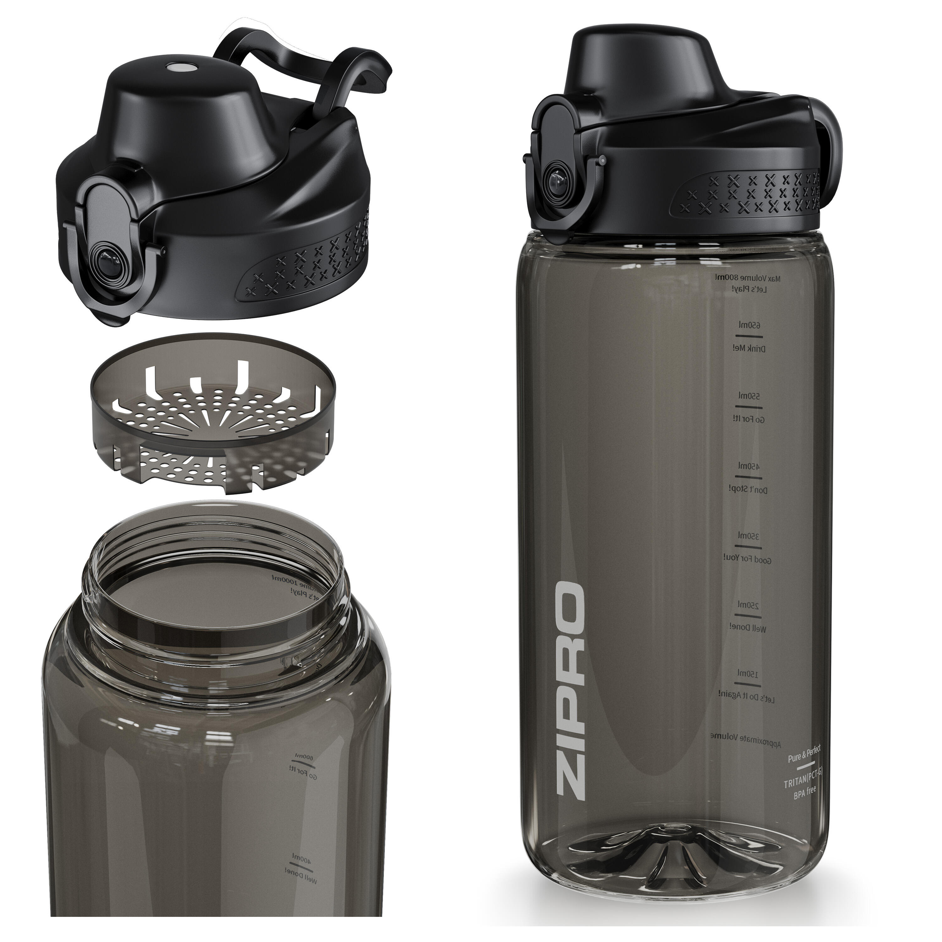 Zipro - Bouteille D'Eau Zipro Water Bottle Tritan - Bidon - Gris - Decathlon