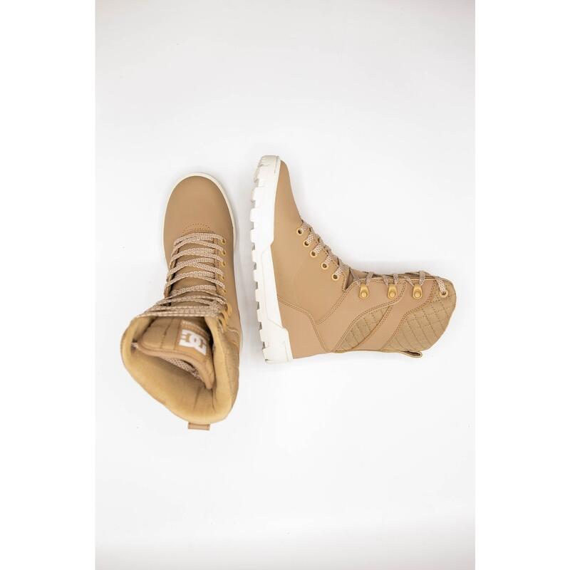 Cizme femei DC Shoes Nadene High Leg Leather Lace-up, Bej