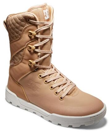 Bottes DC Shoes Nadene High Leg Leather Lace-up, Beige, Femmes