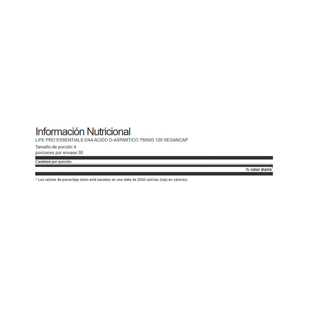 Daa d-aspartic acid 750mg - 120 vegancap de LifePRO 3/4
