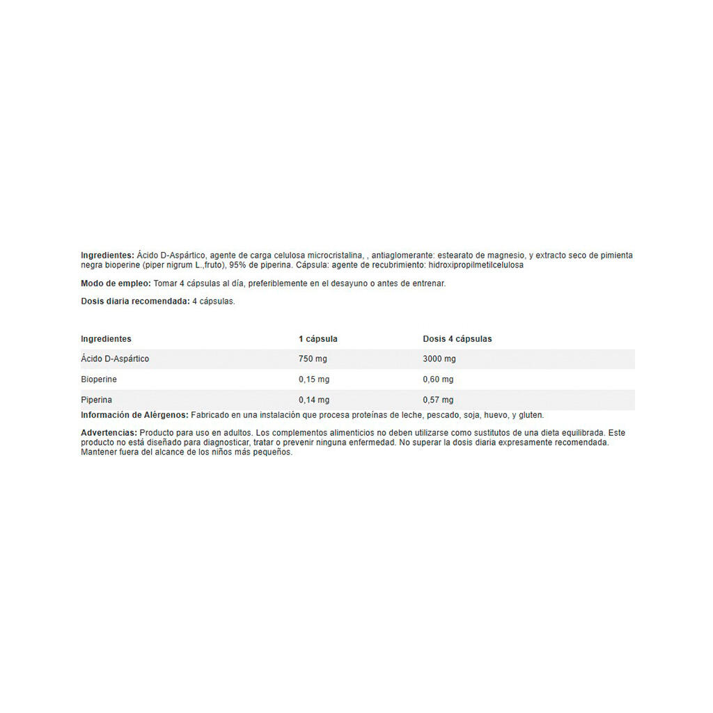 Daa d-aspartic acid 750mg - 120 vegancap de LifePRO 2/4