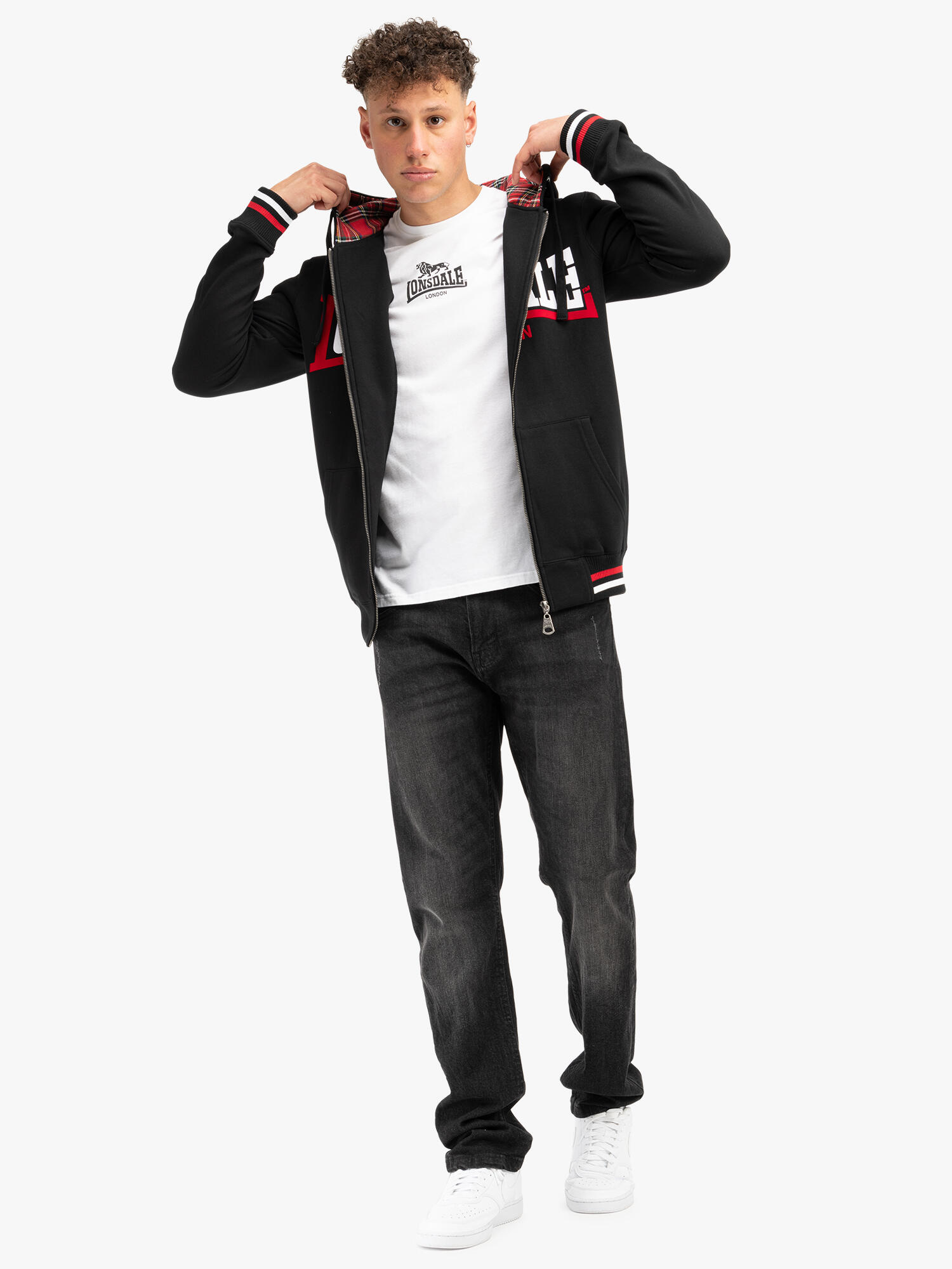 Felpa con cappuccio e zip Lonsdale Nateby 3/6