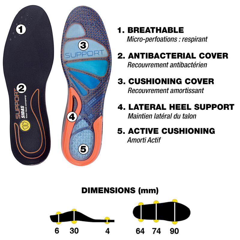 Semelles confortables et amortissantes en gel - Cushioning Gel Support