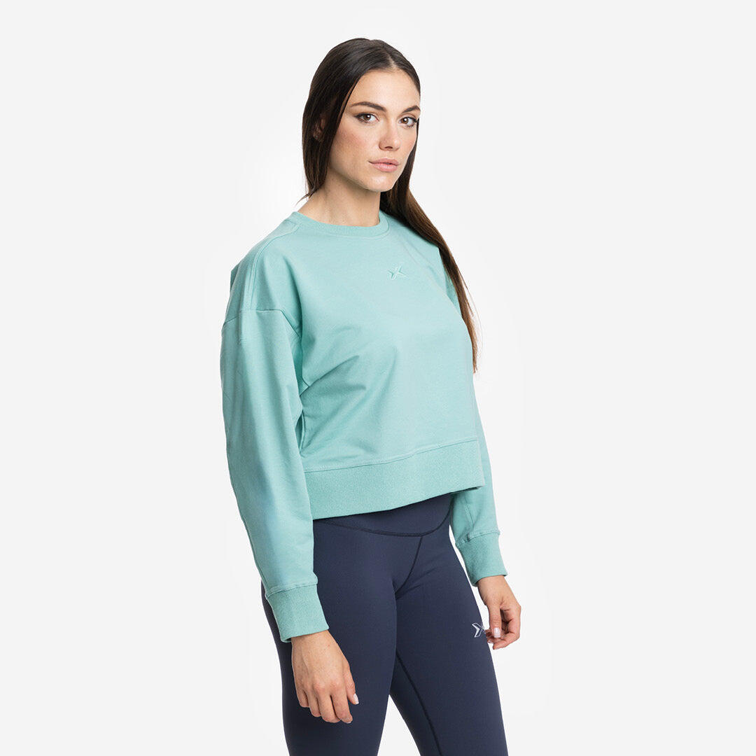 Sweat-shirt Femme Crop en Jersey Stretch 3/4