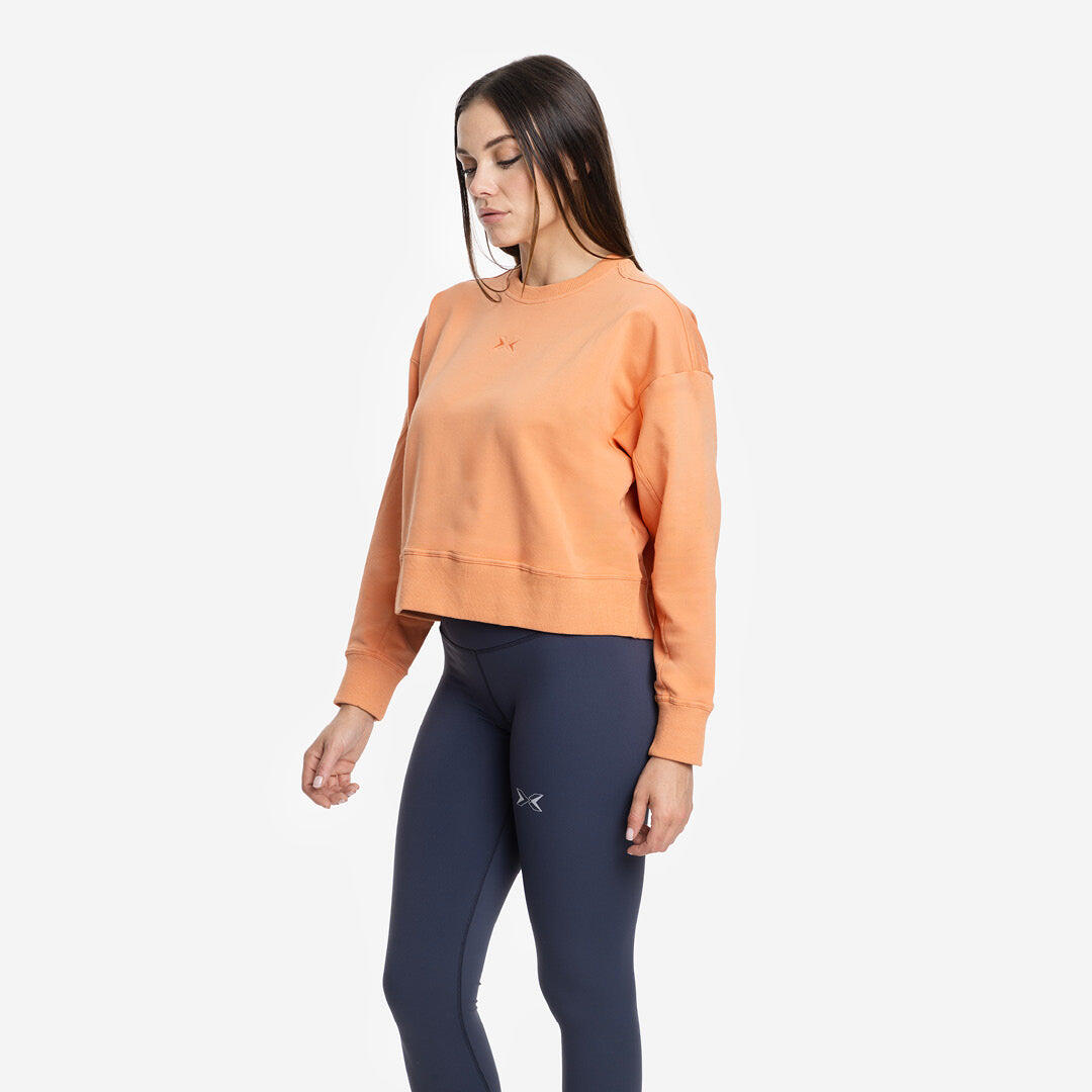 Sweat-shirt Femme Crop en Jersey Stretch 3/4