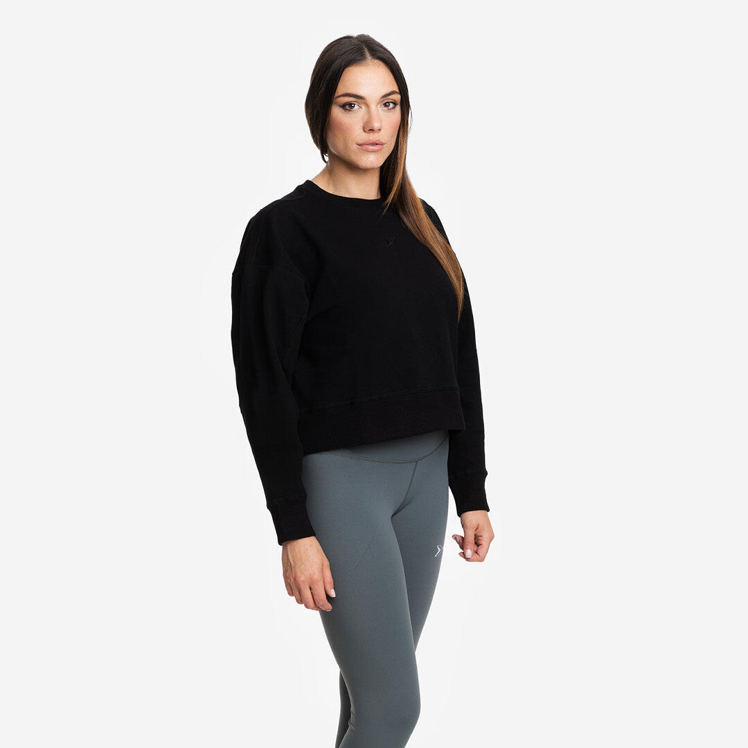 Sweat-shirt Femme Crop en Jersey Stretch 3/4