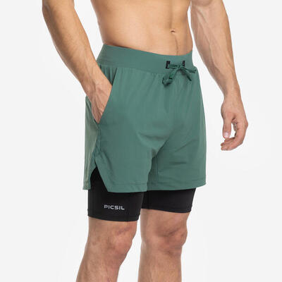 Pantaloncini a compressione 2in1 da uomo in rete Premium