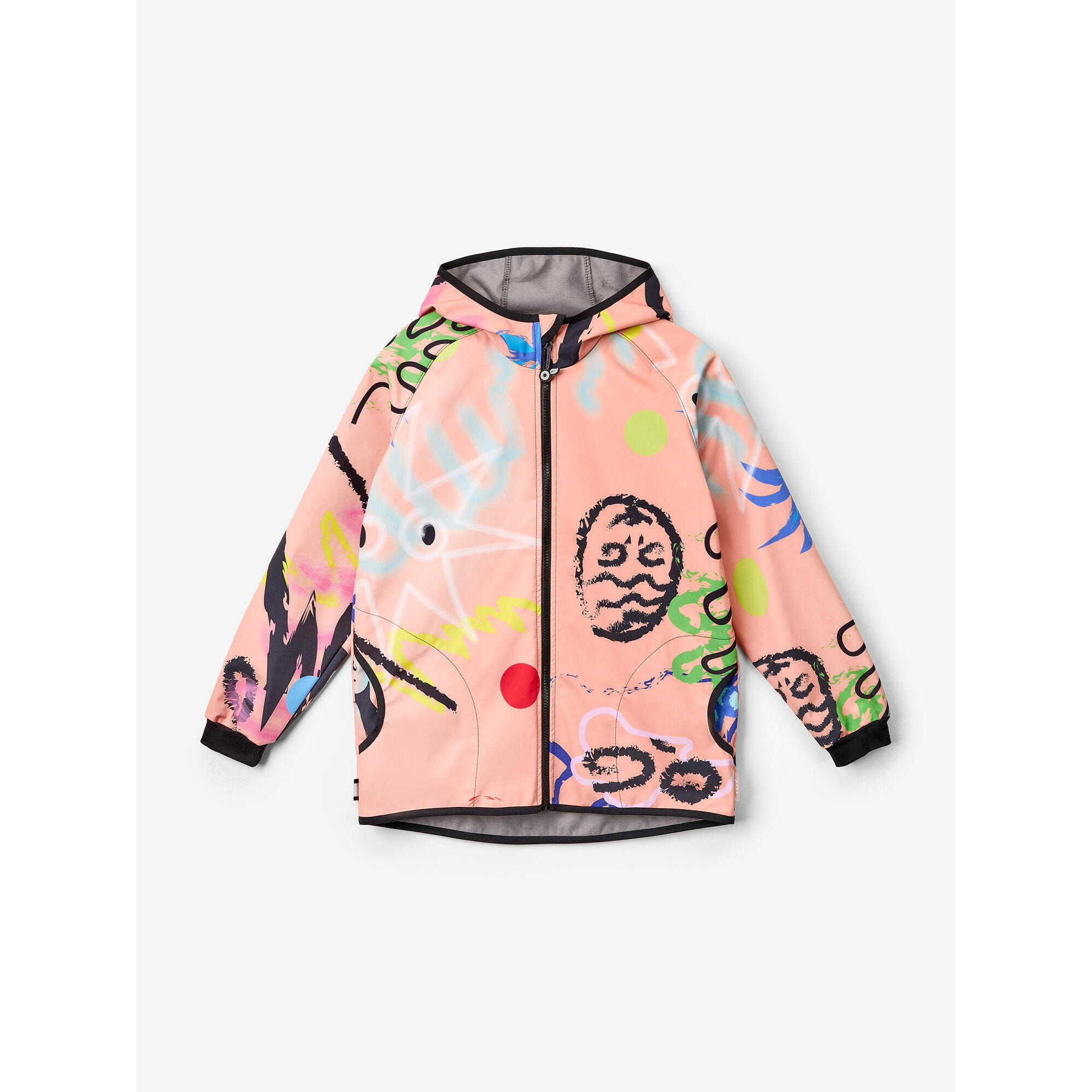 UNUO Dětská softshellová bunda s fleecem Basic, Meruňková, Fantazie