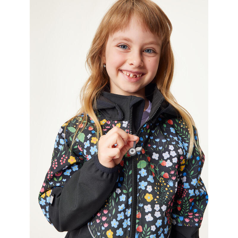 Dětská softshellová bunda s fleecem Slim, Černá, Zahrada