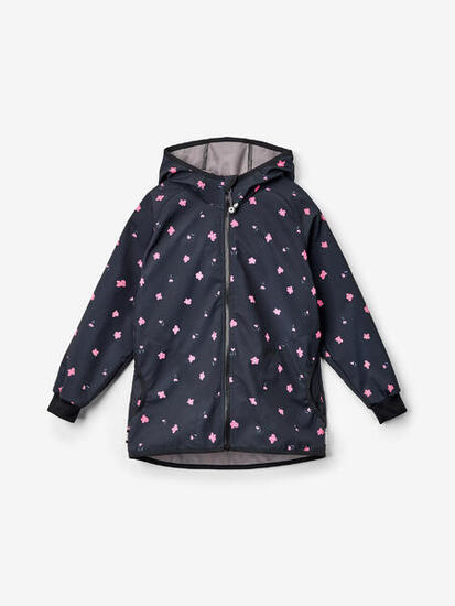 Softshell-Jacke mit Fleece für Kinder Basic, Schwarz, Blumen