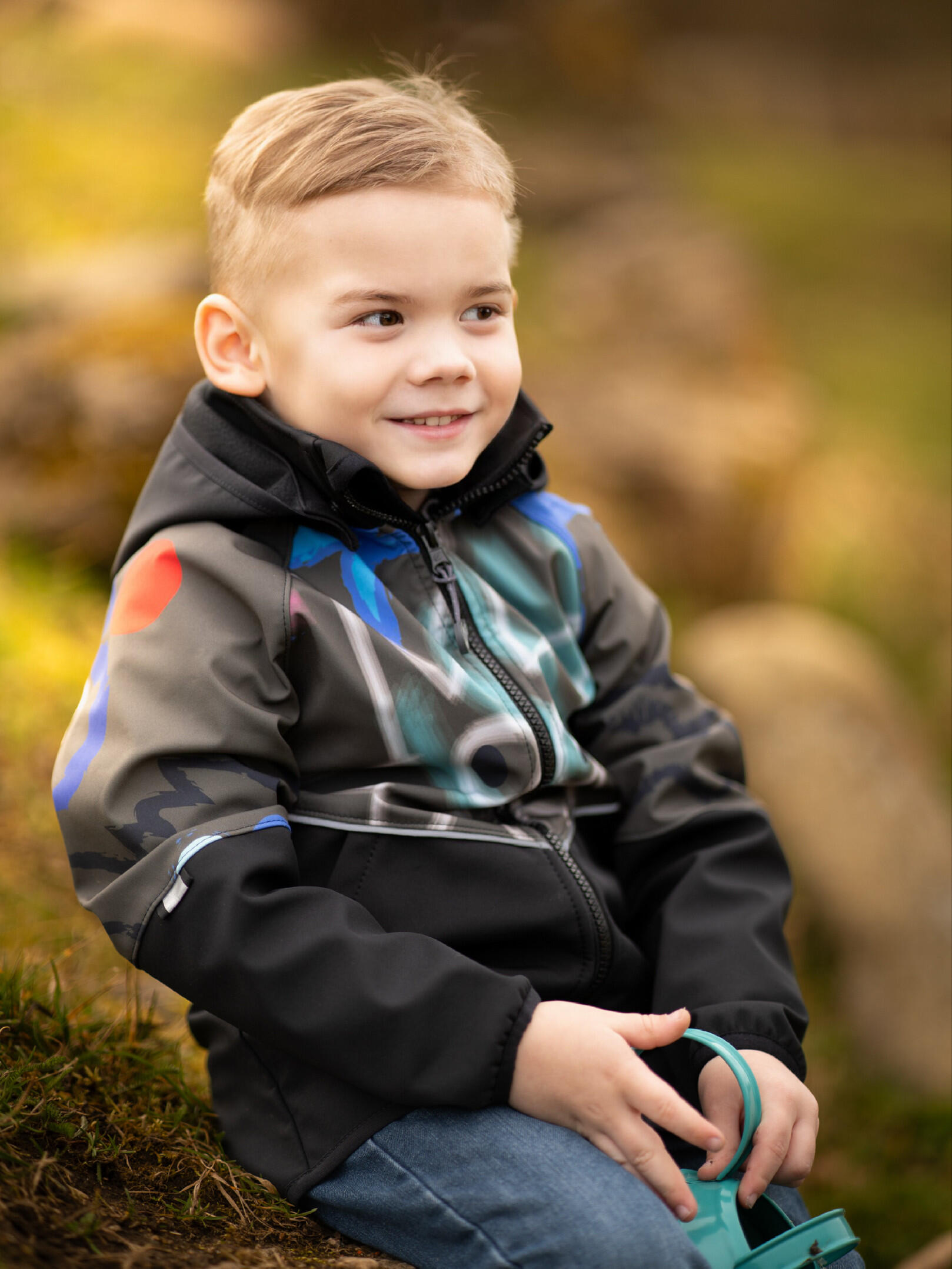 Softshell-Jacke mit Fleece für Kinder Slim, Schwarz, Khaki, Fantasie 6/7