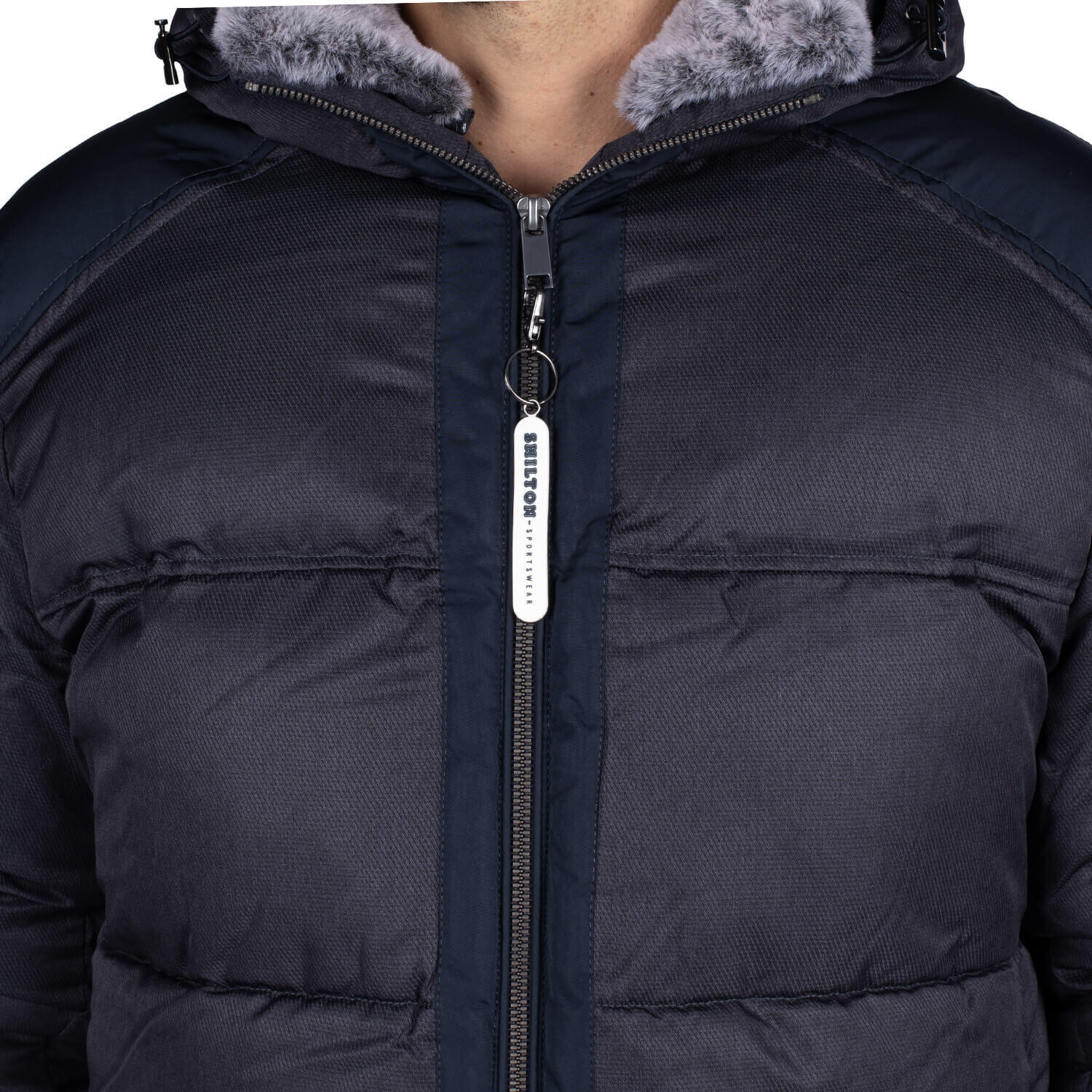 Parka team doublée fausse fourrure navy homme 3/7