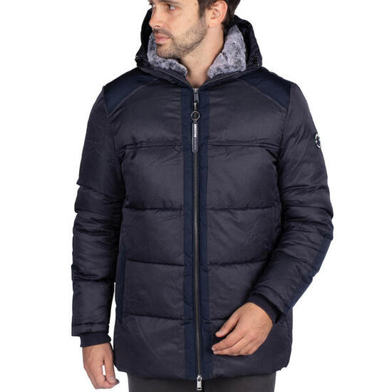 Parka team doublée fausse fourrure navy homme