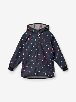 Softshell-Jacke mit Fleece für Kinder Basic, Schwarz, Blumen