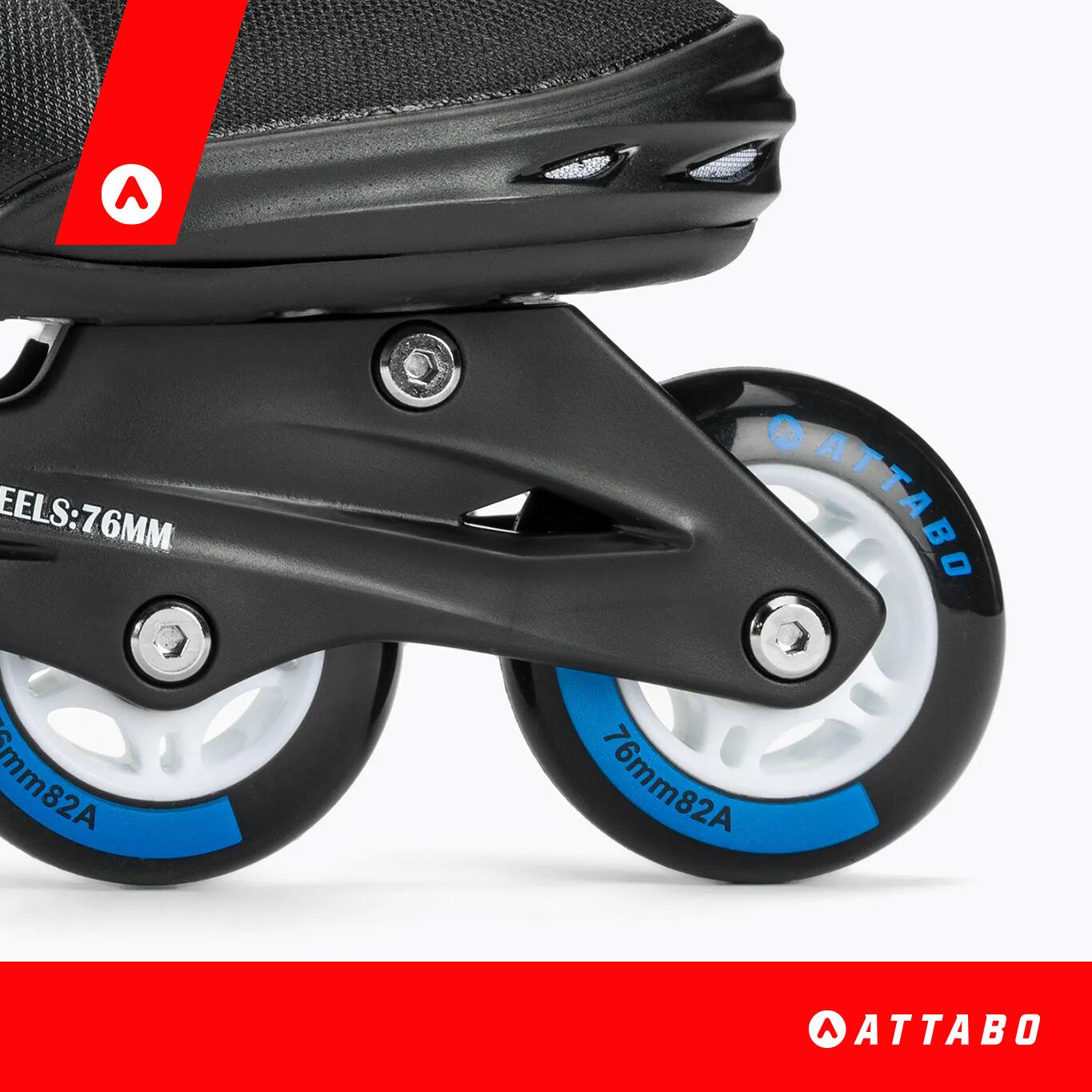 ATTABO Heren Cyclone Fitness Inliner maat 44 EU ABEC-7 wielen PU 82A halfharde TPR shell rem comfort stabiliteit drievoudige aanpassing duurzame materialen, zwart/blauw