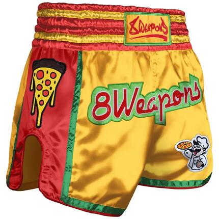 Shorts Muay Thai 8 WEAPONS Muay Pizza – Jaune – S