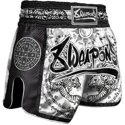 8 Weapons Muay Thai Shorts Carbon - Sak Yant Tigers