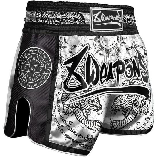 8 Weapons Muay Thai Shorts Carbon - Sak Yant Tigers