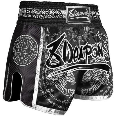 8 Weapons Muay Thai Shorts Carbon - Sak Yant Tigers
