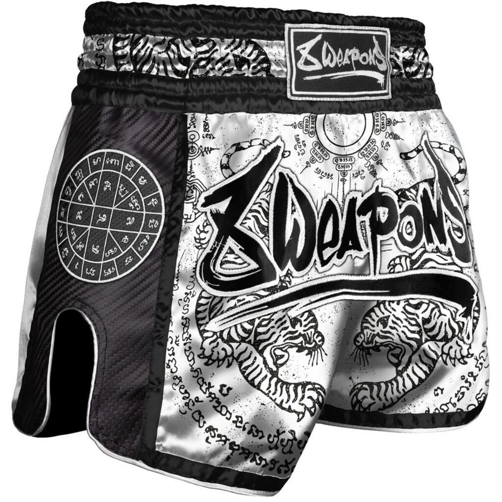 8 Weapons Muay Thai Shorts Carbon - Sak Yant Tigers