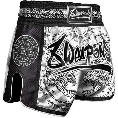 8 Weapons Muay Thai Shorts Carbon - Sak Yant Tigers