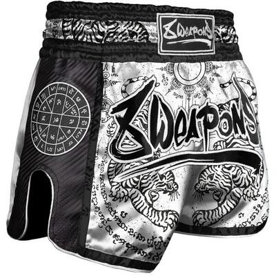 8 Weapons Muay Thai Shorts Carbon - Sak Yant Tigers