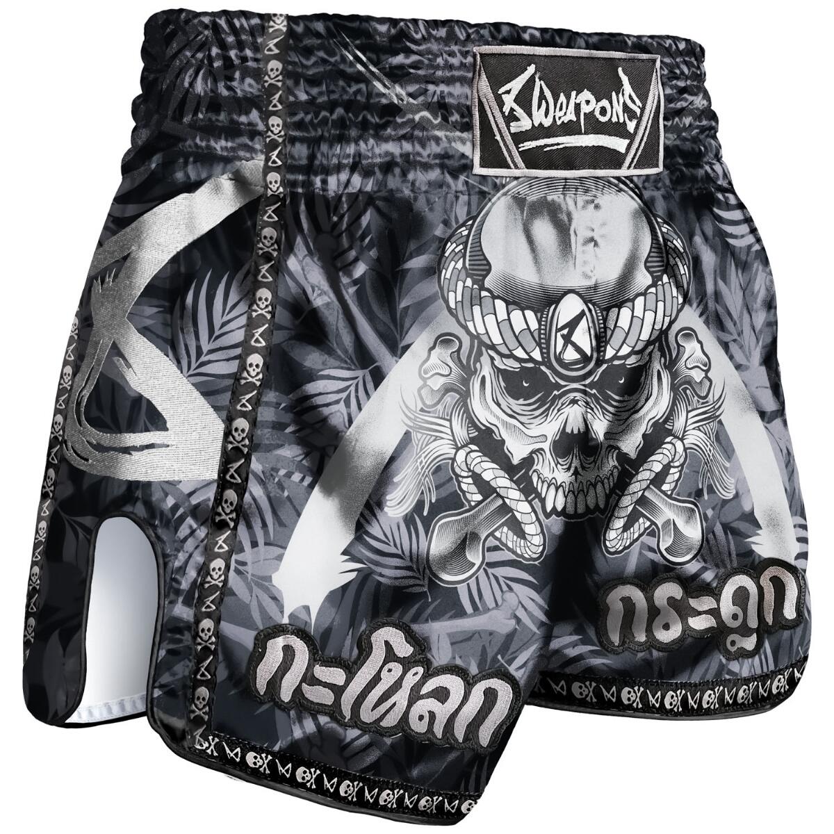 8 WEAPONS 8 WEAPONS Muay Thai Shorts - Bone Island black-black XXL