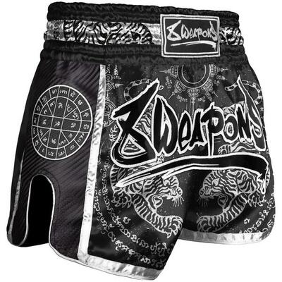 8 Weapons Muay Thai Shorts Carbon - Sak Yant Tigers