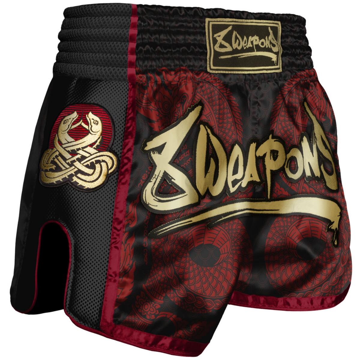 8 Weapons Spodenki Muay Thai Naga Czarne/Czerwone