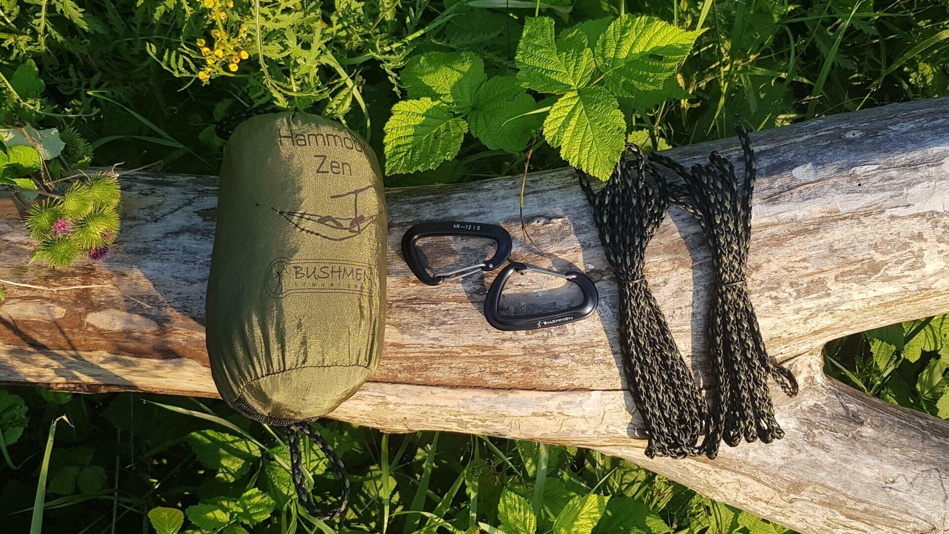 Bushmen Hammock Green with carabiners 5/6