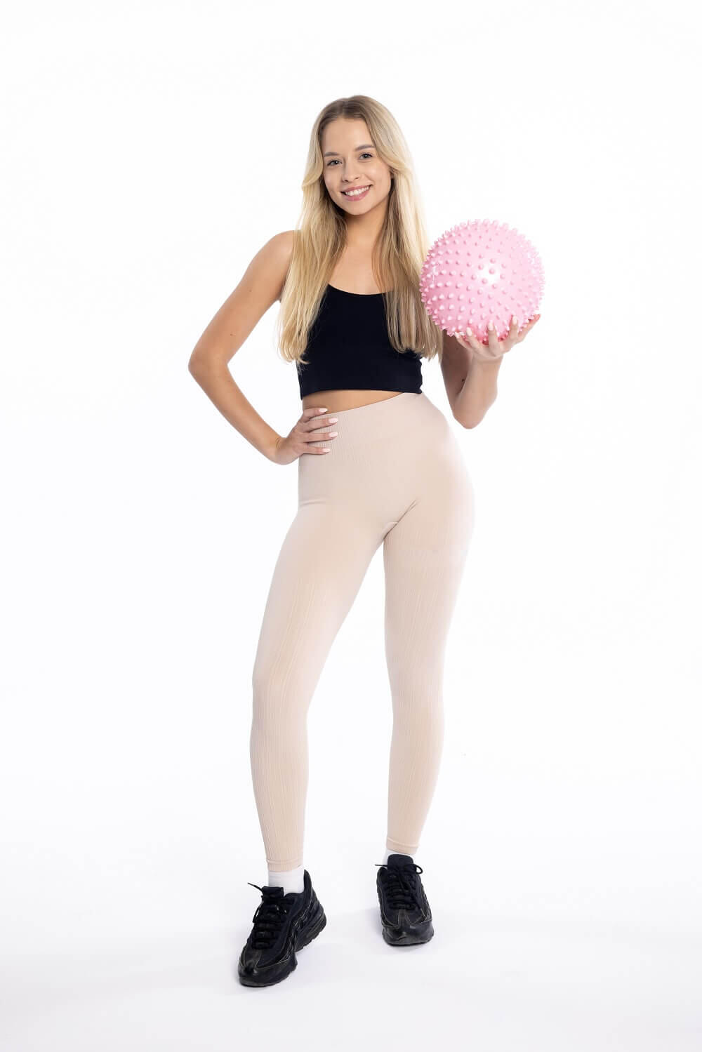 Piłka do jogi i pilatesu miękka piłka do ćwiczeń fitness z wypustkami DrFit 3/5