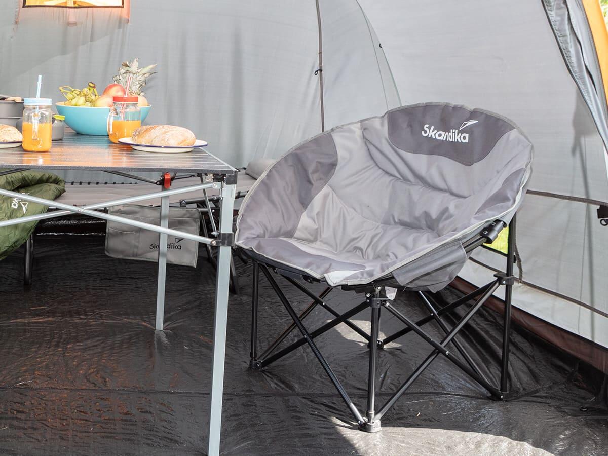 EVER ADVANCED Luxe Moonchair XXL campingstoel, opvouwbaar, 150 kg belastbaar, rond, klapstoel, dik gevoerd, oversized campingstoel, extra breed, voor outdoor, camping, tuin, balkon, indoor, groen