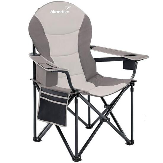 Chaise pliante camping Relax Comfort - Max 160 kg - Sac transport - Gris