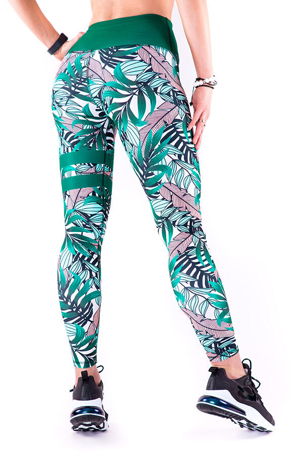 Legginsy sportowe z tropikalnym nadrukiem na fitness damskie 2skin MADAGASKAR 3/5