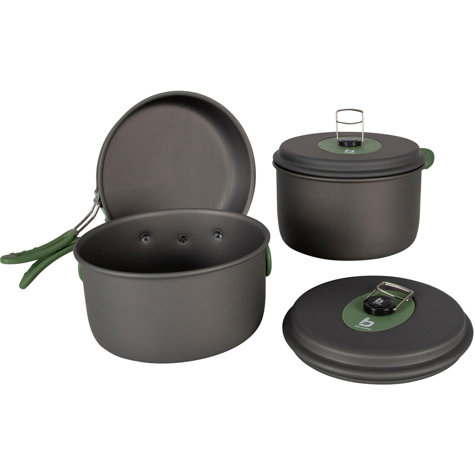 Camping kookset Explorer 3-delig kookgerei pan stapelbaar aluminium 2/7